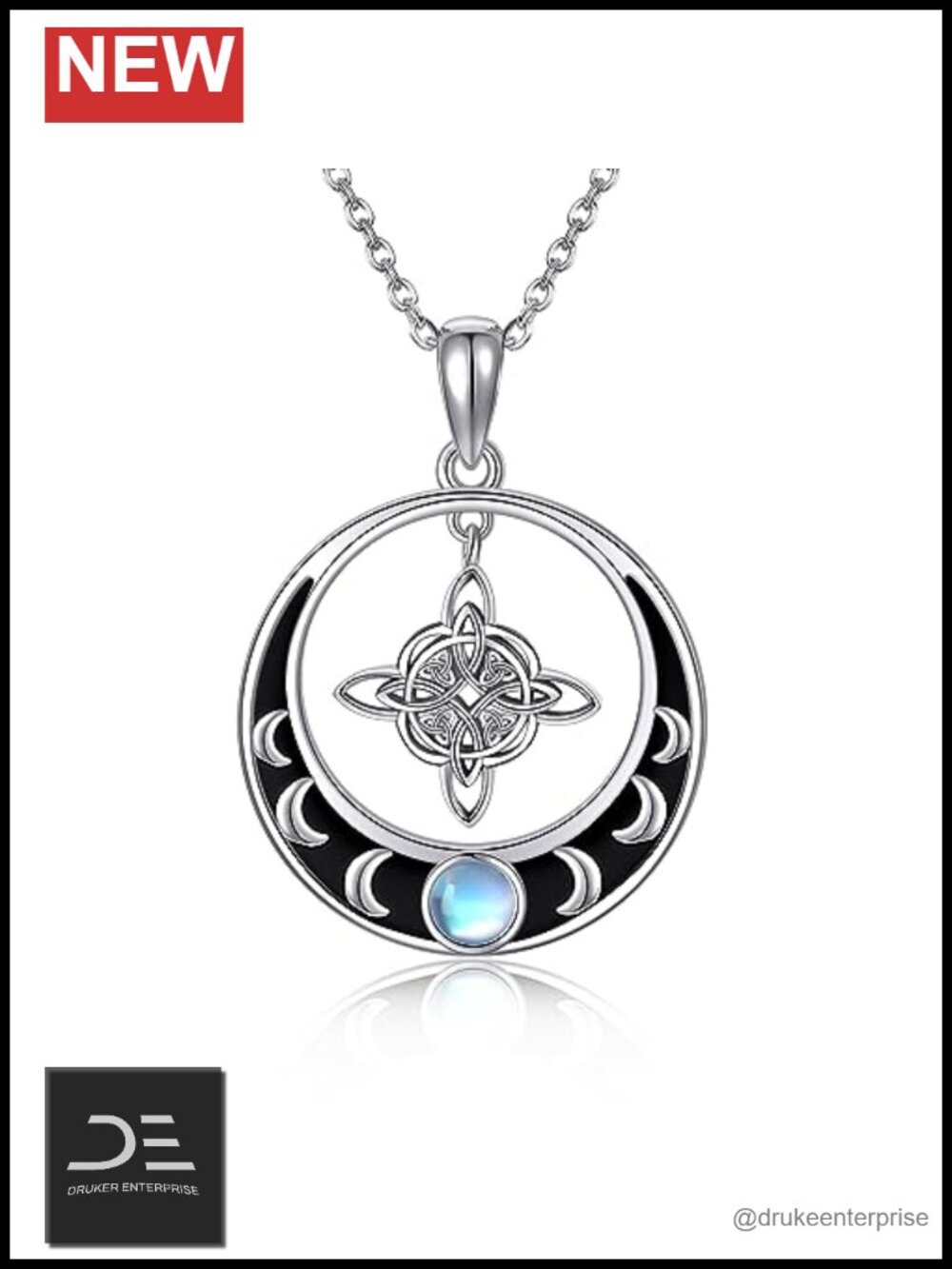 Sterling Silver Witches Knot Pendant Necklace Abalone Shell Celtic Witchy